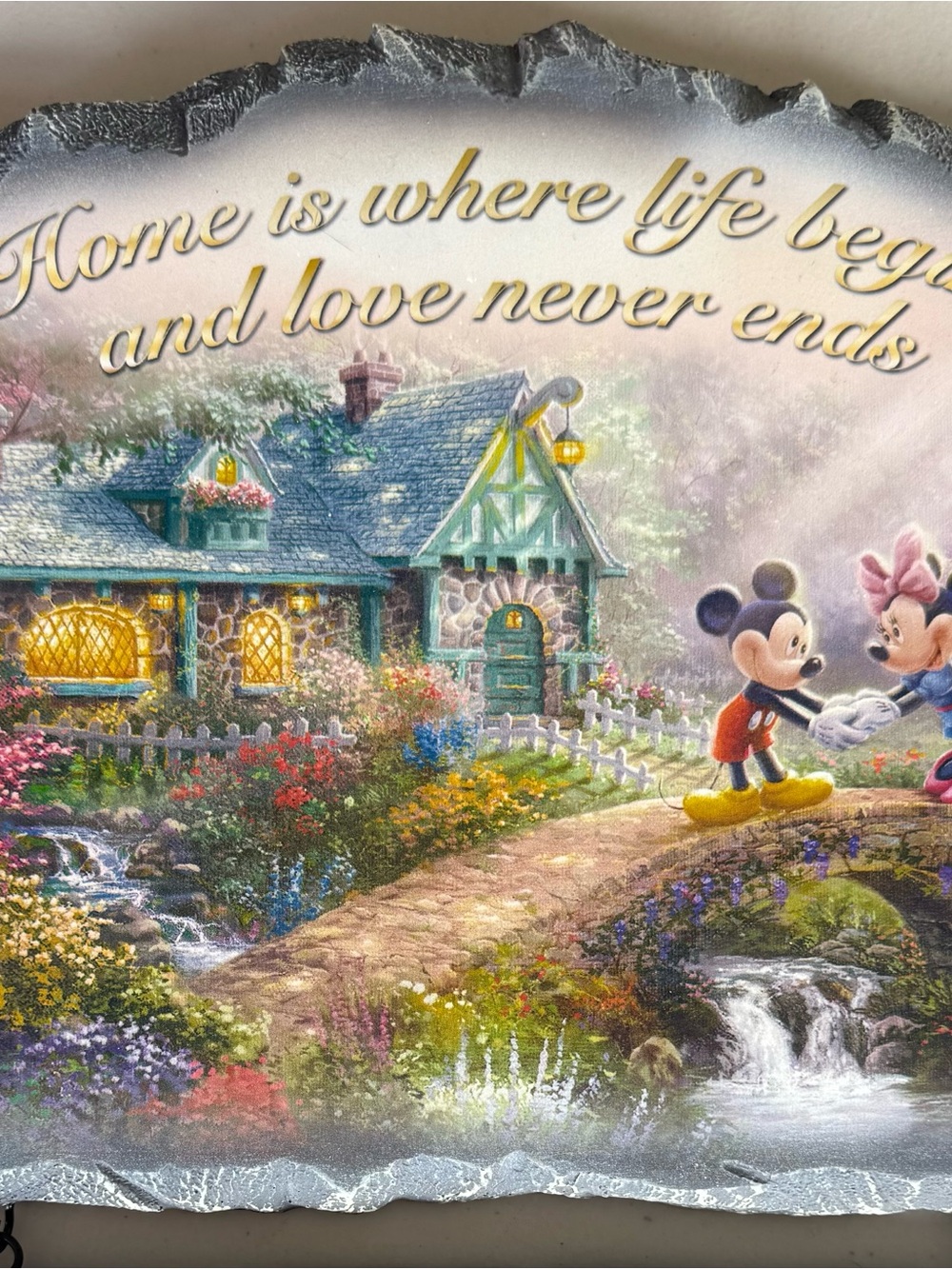 Mickey & Minnie Cottage Wall Art - Vibrant Pastel Illustration